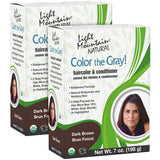 Light Mountain Henna Hair Color & Conditioner, Color the Gray - Dark Brown Hair Dye for Men/Women, 2-Step Chemical-Free, Semi-Pe