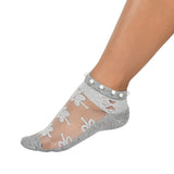 Ssoshhub Multicolour Transparent Ankle Length Cotton Net Socks For Women And Girls, Stylish Grey