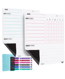 Mr. Pen Magnetic Dry Eraser Chore Board for Multiple Kids, 2 Pack with 6 Eraser Cap Markers, Refrigerator Magnetic Chore Chart