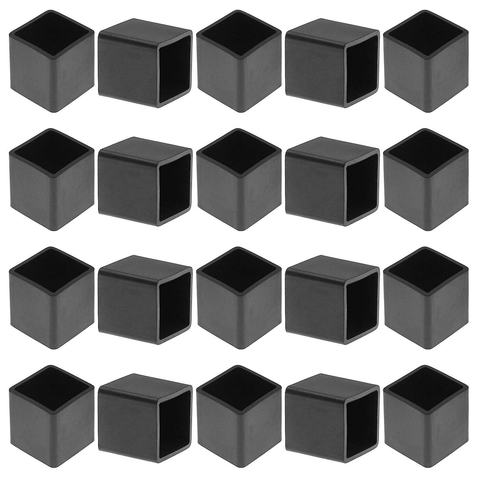 Bonsicoky 20Pcs Square Furniture Leg Caps 3/4 X 3/4 (20 X 20Mm), Anti-Slip Rubber Chair Leg Caps, Furniture Floor Protectors