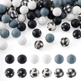 FASHEWELRY 78Pcs Black & White 15mm Silicone Beads Round Dot & Plaid Rubber Beads for DIY Bracelet & Necklace Jewelry Making