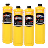 Pack of 4, BLUEFIRE Modern MAPP Gas Cylinder, 14.1 oz, 99.9% High Purity Propylene Equal To MAP-PRO, Hotter than Propane! Variat