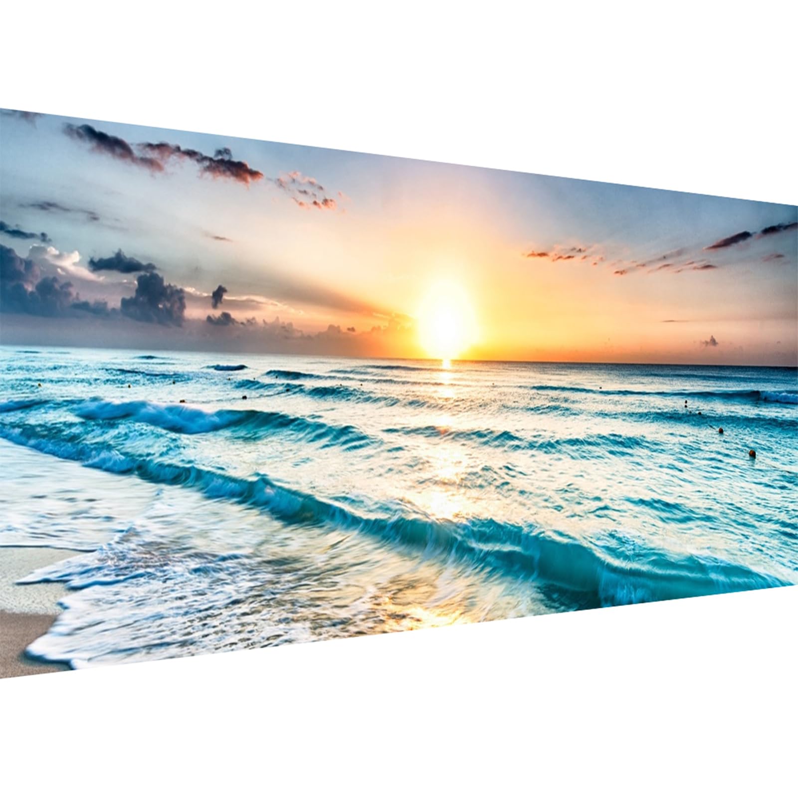 XWJJ Diamond Painting Kits,Diamond Art for Adults Sunrise Over The Sea Full Round Drill Large Size(31.5x11.8 inch),Abstract Scen