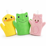 3Pcs Bath Loofah for Kids, Infant Scrubber for Bathing, Gentle Bathing Loofah Set, ThreePiece Animal Design Bathing Towels