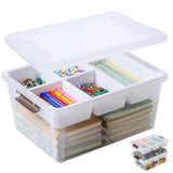 MACOPRO 17 QT Plastic Storage Box with Removable Tray Craft Organizers and Storage Clear Storage Container for Organizing Bead, 