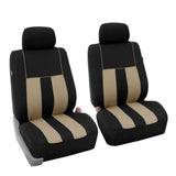 FH Group Car Seat Cover Striking Striped Front Pair Set Car Seat Covers Airbag Compatible, Beige and Black with Gift Universal F