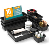 StoreHappily 10 PCS Drawer Organizer Set, 4 Size Makeup Drawer Divider Organizer With Non-Slip Pads, Interlocking Plastic Storag