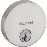 Kwikset Uptown Deadbolt Lock, Satin Nickel Round Exterior Keyed Front Entry Door, Pick Resistant SmartKey Rekey Security, Single