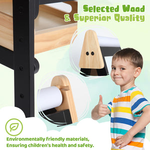 3 in 1 Easel for Kids with Wood Tray Double Sided Kids Easel with Paper Roll,Magnetic Chalkboard & White Board Height Adjustable