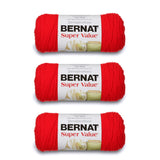 Bernat Super Value True Red Yarn - 3 Pack of 198g/7oz - Acrylic - 4 Medium (Worsted) - 426 Yards - Knitting/Crochet
