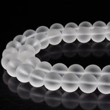 RUBYCA Natural AAA Grade Quartz Crystal Clear Frosted Round Beads for Jewelry Making (1 Strand 8mm)