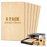 Juexica 6 Pcs 24 X 36 X 1/8 Basswood Sheets 3mm Plywood Board Craft Wood Thin Sheets for Arts Crafts Woodworking Scroll Sawing P