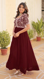 Wedani Georgette Anarkali Gown With Embroidered Top For Women (In Alpha 2Xl Regular Maroon),MAROON,2XL,Georgette,anarkali,