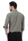 Xjarvis Clifton Men'S Regular Fit Cotton Blend Plain Shirt Full Sleeves Casual & Formal Summer Shirt With Pocket Design & Spread Collar Pack Of 1 (Grayish Olive 2Xl),Grayish Olive,2,B0F4RK9KCS