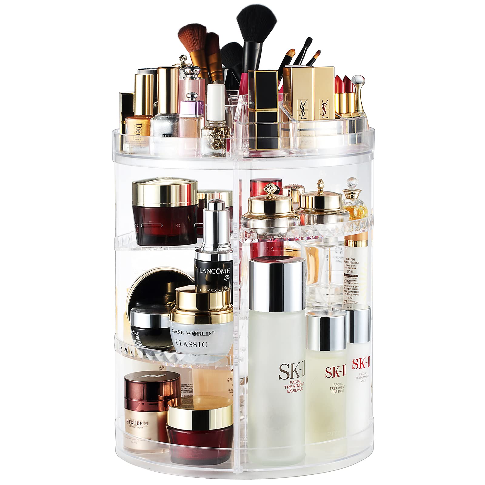 AMEITECH Makeup Organizer, 360 Degree Rotating Adjustable Cosmetic Storage Display Case with 8 Layers Large Capacity, Fits Jewel