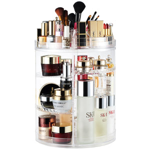 AMEITECH Makeup Organizer, 360 Degree Rotating Adjustable Cosmetic Storage Display Case with 8 Layers Large Capacity, Fits Jewel