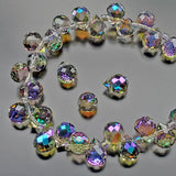 Chengmu 8mm Clear Purple Strawberry Glass Beads for Jewelry Making, Faceted Teardrop Crytal Prism Spacer Beads for Pendants Brac