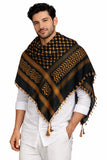 Skhoza MenS Premium Cotton Desert Scarf Shemagh Arab Keffiyeh (Rust/Black)