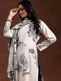Libas Womens Printed Silk Blend Straight Kurta With Trousers And Dupatta Monochrome M