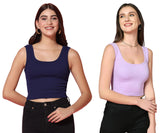 Toplot Women'S Combo Solid Ribbed Scoop Neck Sleeveless Slim Fit Tank Top Pack Of 2 (Combo-5069-Nvy-Prl-S),Navy-Purple,,B0CG5JBVHT