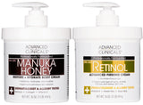 Advanced Clinicals Unscented Retinol Body Lotion & Face Moisturizer + Manuka Honey Body Cream For Women & Men | 2PC Skincare Set