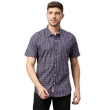 Thomas Scott Men | Half Sleeve Plaid | Prints | Slim Fit | 100% Cotton | Spread Collar | Shirts, Pink 1, M