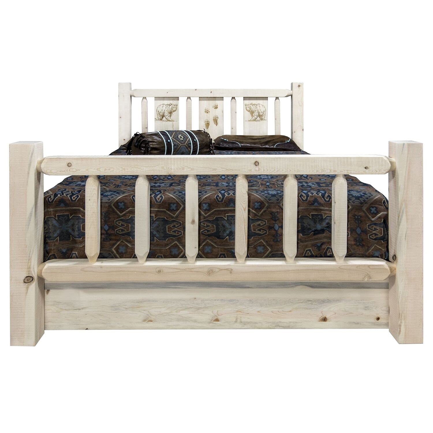 Montana Woodworks Moose Design Storage Laser Engraved Bed In Clear Lacquer Finish (Full: 87 In. L X 60 In. W X 47 In. H (320 Lbs