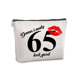 Pwrlveiut 65th Birthday Gift for Women: Travel Makeup Bag - Cosmetic Bag for 65 Year Old Woman Turning 65