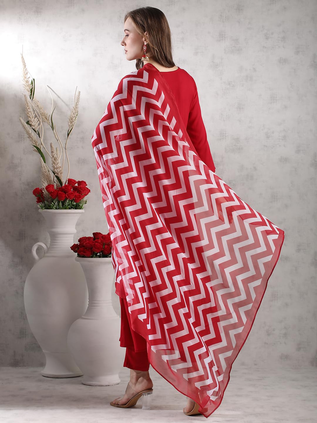 Anni Designer Women'S Rayon Blend Anarkali Embroidered Kurta With Pant & Dupatta (Varalaxmi Red-Vks02_S_Red_Small),Red,S,Rayon Blend,Anarkali,