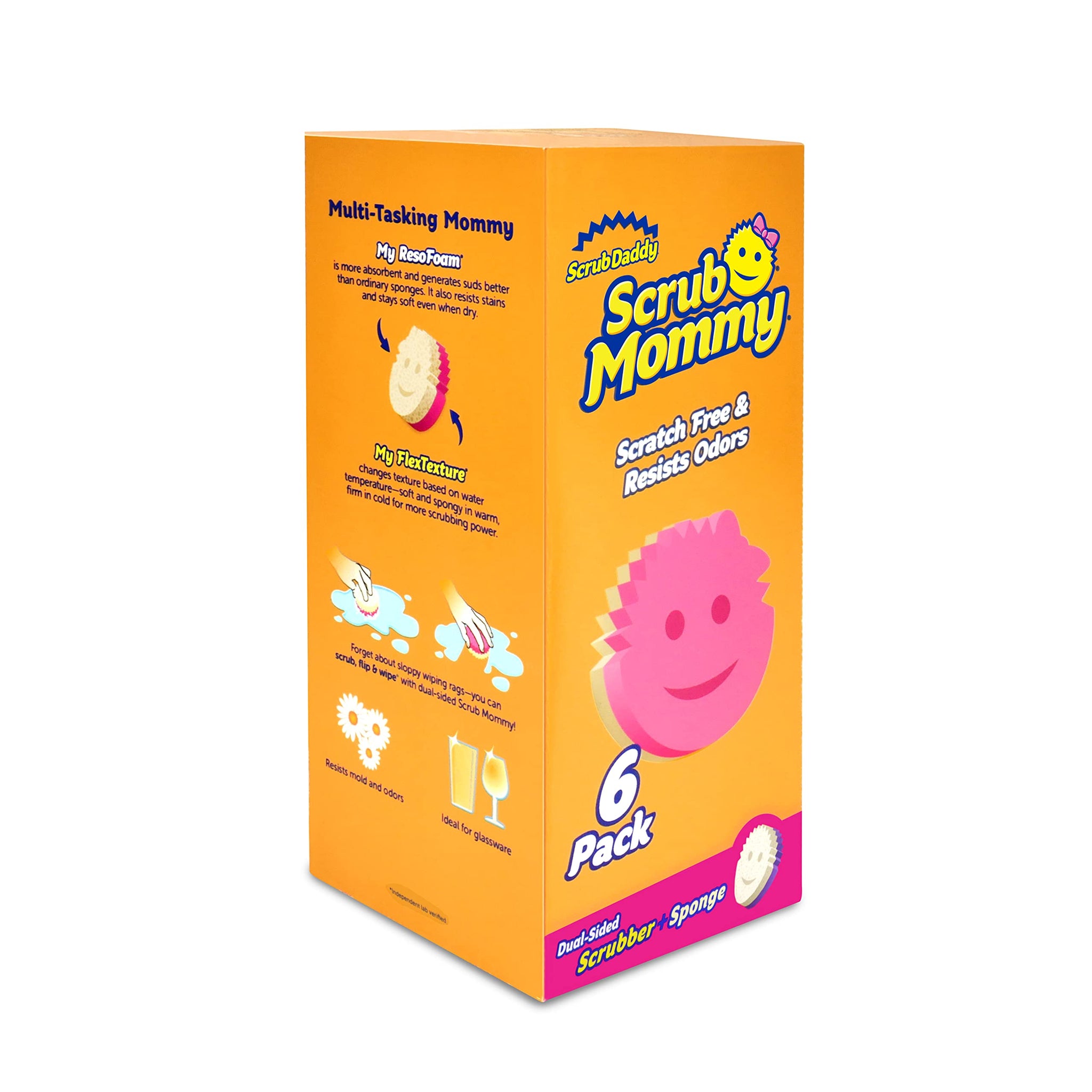 Scrub Daddy Scrub Mommy - Dish Scrubber + Non-Scratch Cleaning Sponges Kitchen, Bathroom + Multi-Surface Safe - Stain + Odor Res
