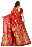 Sugathari Womens Banarasi Saree Pure Kanjivaram Silk Saree Soft New Ladies 2023 Design Wear Pattu Sarees Latest Cotton Party Sari Collections With Blouse Piece For Wedding Sadi (Pari 72 Red)