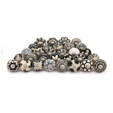 Assorted Cabinet Knobs - Black & White Cream Mix Designed Rare Hand Painted Ceramic Drawer Pulls Door Handle Home Decor Hardware