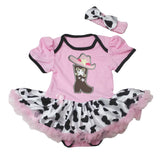 Petitebella Cowgirl Boot and Hat Baby Dress Nb-18m (Pink/Cow, 0-3 Months)