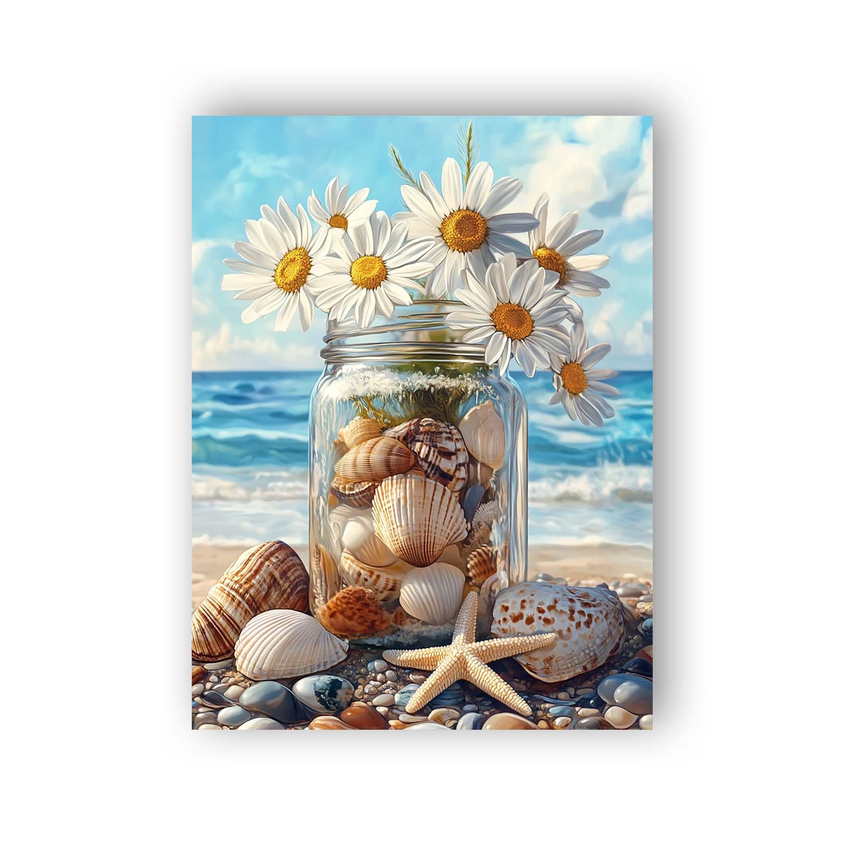 Wergund 5D DIY Diamond Art Starfish, Diamond Art Kits for Adults Chrysanthemum Beach, Diamond Painting Full Drill Crystal Rhines