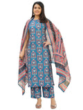 Gosriki Women'S Rayon Blend Anarkali Printed Kurta With Palazzo & Dupatta (Nethra Blue-Vks01-Gs_Xl_Blue_X-Large),Blue,,B0DPB3FPZV
