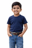 Aadikart Waist Kids Nylon Canvas Belt, Multicolor Striped, 4 Cm Width, Metal Buckle Closure, 410 Years, Pack Of 1 (BlackRed)
