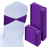 CHENGU 100 Pcs Spandex Chair Sashes Plain Bow Wedding Royal Chair Bands Without Buckle Birthday Decorations Elastic Ties Spandex