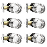 Lepushom 6 Pack Crystal Door Knobs Interior, Elegant Satin Nickel Closet Door Lock, Keyless Glass Door Knobs for Hallways and La