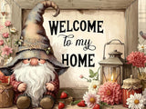 MBNTJHT Gnome Diamond Art Kits for Adults,Flower Full Round Drill Diamond Painting Kits for Beginners,Welcome to My Home DIY Gem