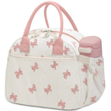 Carry bloom Lunch Box for Women, Insulated Lunch Bag Cute Corduroy Lunchbag Reusable Lunchbox for Work (bow pink)