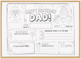CJ&M Happy Birthday Dad Coloring Page | All About Dad Fill In Template | Fathers Birthday Activity | Dads Birthday Card for Kids
