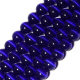 Dark Blue Cat Eye Beads Round 6mm Semi Precious Gemstone Loose Beads for Jewelry Making (65pcs/Strand)