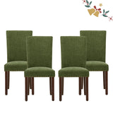 Parsons Dining Chairs Set of 4, Upholstered Nailhead Dining Room Kitchen Side Chair with Thick Cushions and Wood Legs, Green