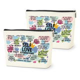 2PCS Positive Affirmations Makeup Bag Self Love Gifts Mental Health Inspirational Gifts for Women Girl Sister the Counselor Cowo