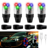 YUERWOVER 4 PCS Tire Valve Light Colorful LED Car Wheel Lights Waterproof Flash Lantern Tire Valve Stem Cap Lamp Automotive Deco