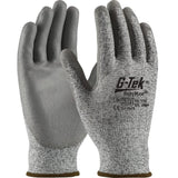 PIP GTek PolyKor 16150 Black/White/Gray XL HPPE CutResistant Gloves ANSI 2, EN 388 3 Cut Resistance Polyurethane Palm & F