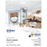 Avery Printable Blank Oval Labels, 1.5 x 2.5, Glossy White, 90 Customizable Labels (22814)