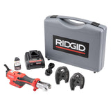 RIDGID 72553 Model RP 115 Mini Press Tool and Battery Kit with 1/2 to 3/4 ProPress Press Tool Jaws, 2V Li/Ion Battery, 12V Cha