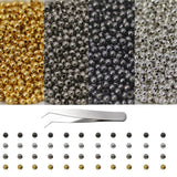 Pamir Tong 4000pcs 3.2mm Assorted Space Loose Beads Metal Seamless Smooth Round Beads Rondelle Slide Ball Beads for DIY Jewelry 