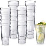 Sieral 24 Pack Reusable Plastic Tumblers Cups Stackable Beverage Cups Restaurant Drinking Glasses Anti Slip Break Resistant Wate